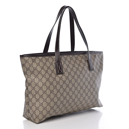 Gucci GG Supreme Monogram Medium Zippered Shopping Tote Dark Brown 3 of 10