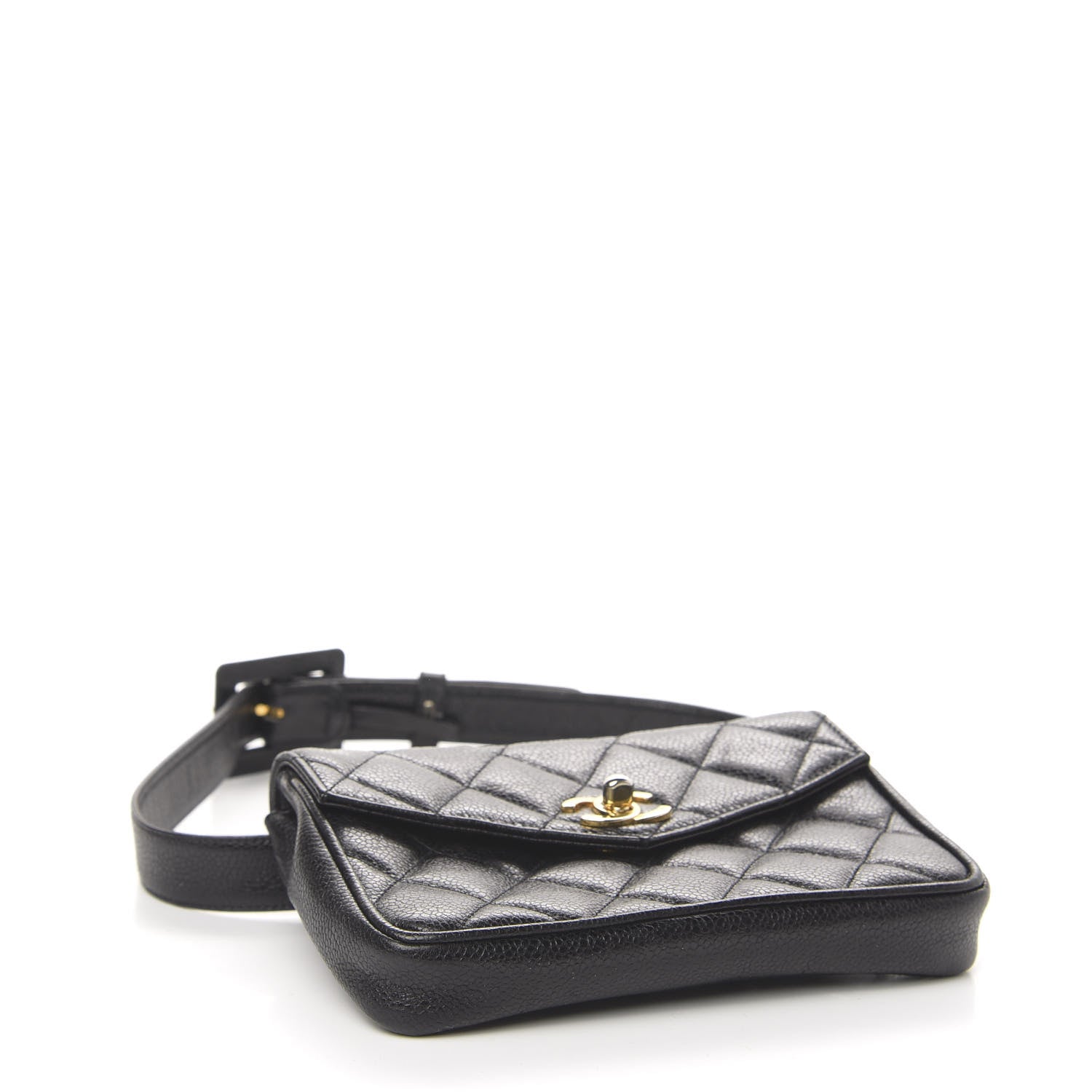 Chanel Caviar Quilted Flap Belt Bag Clutch 75 30 Black 4 of 10