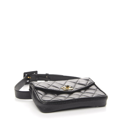Chanel Caviar Quilted Flap Belt Bag Clutch 75 30 Black 4 of 10