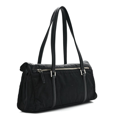 Prada Tessuto Nylon Nappa Foldover Pushlock Satchel Black 3 of 12