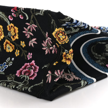 Christian Dior Raffia Embroidered Petites Fleurs Medium Book Tote Navy Blue Multicolor 10 of 10