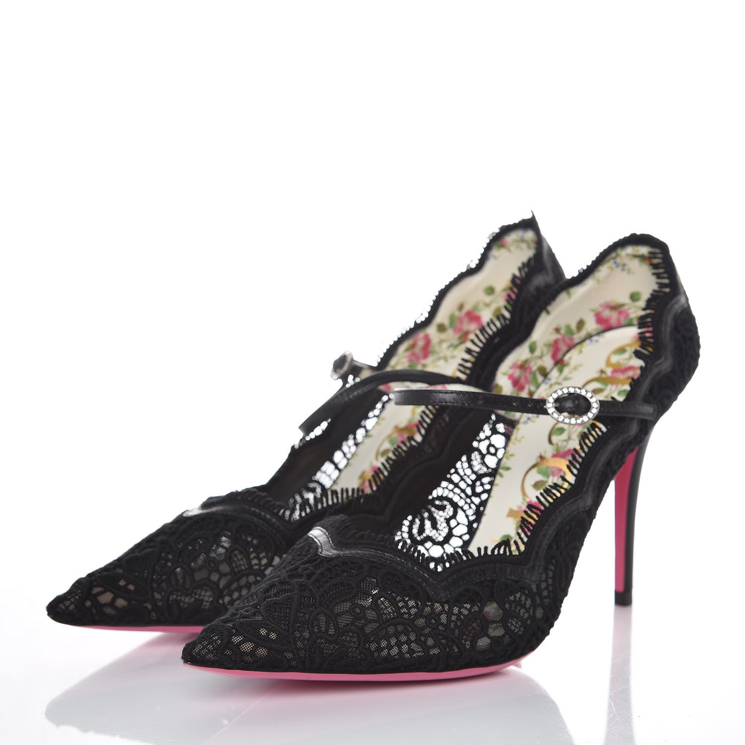 Gucci Lace Pizzo Venice Pumps 39 Black 3 of 7
