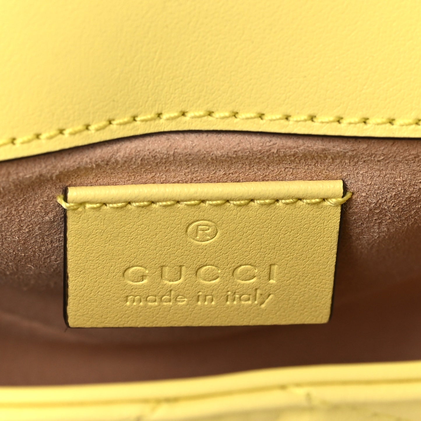 Calfskin Matelasse Super Mini GG Marmont Shoulder Bag Banana