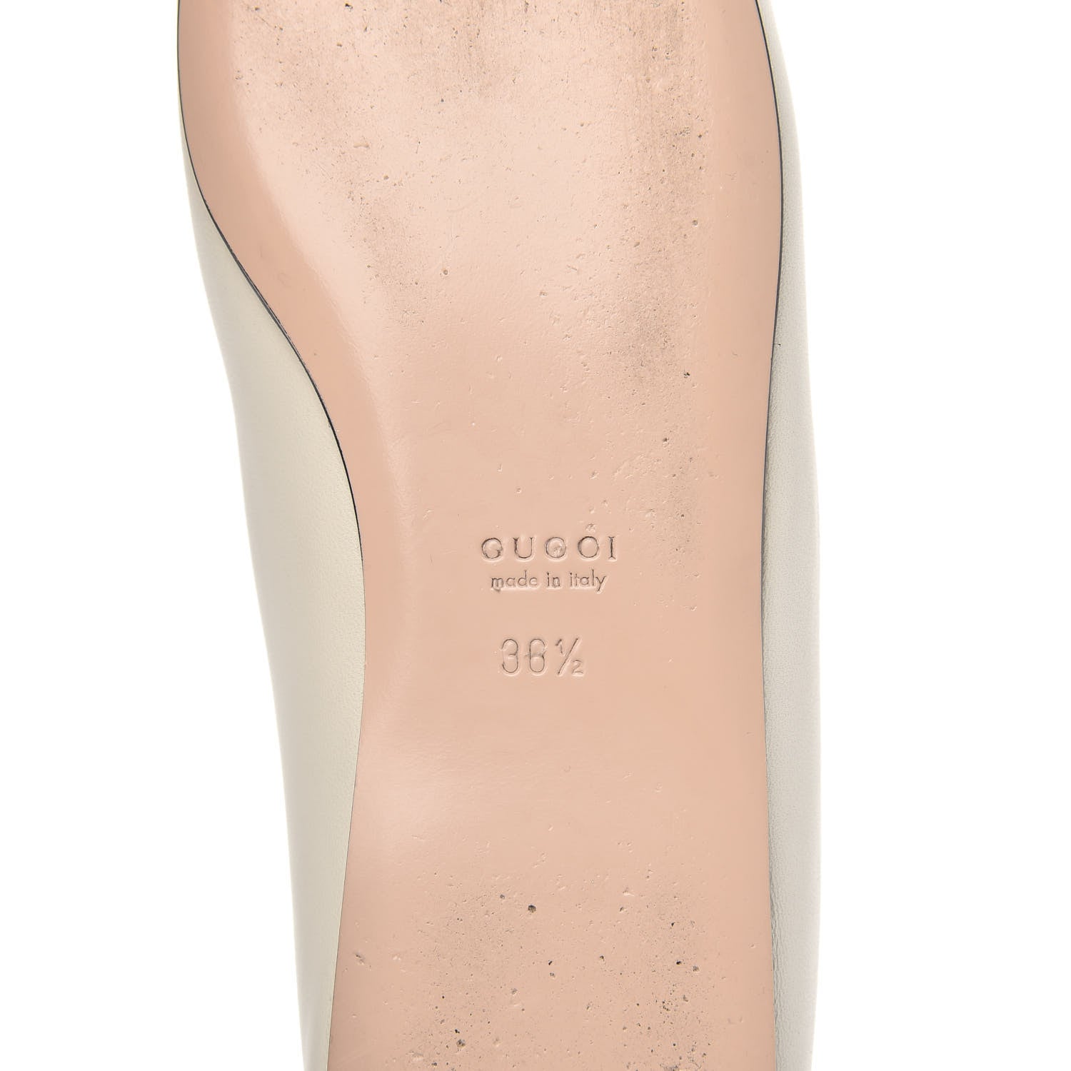 Gucci Nappa Lumiere Deva Horsebit Chain Embellished Flats 36.5 Dusty White 8 of 11