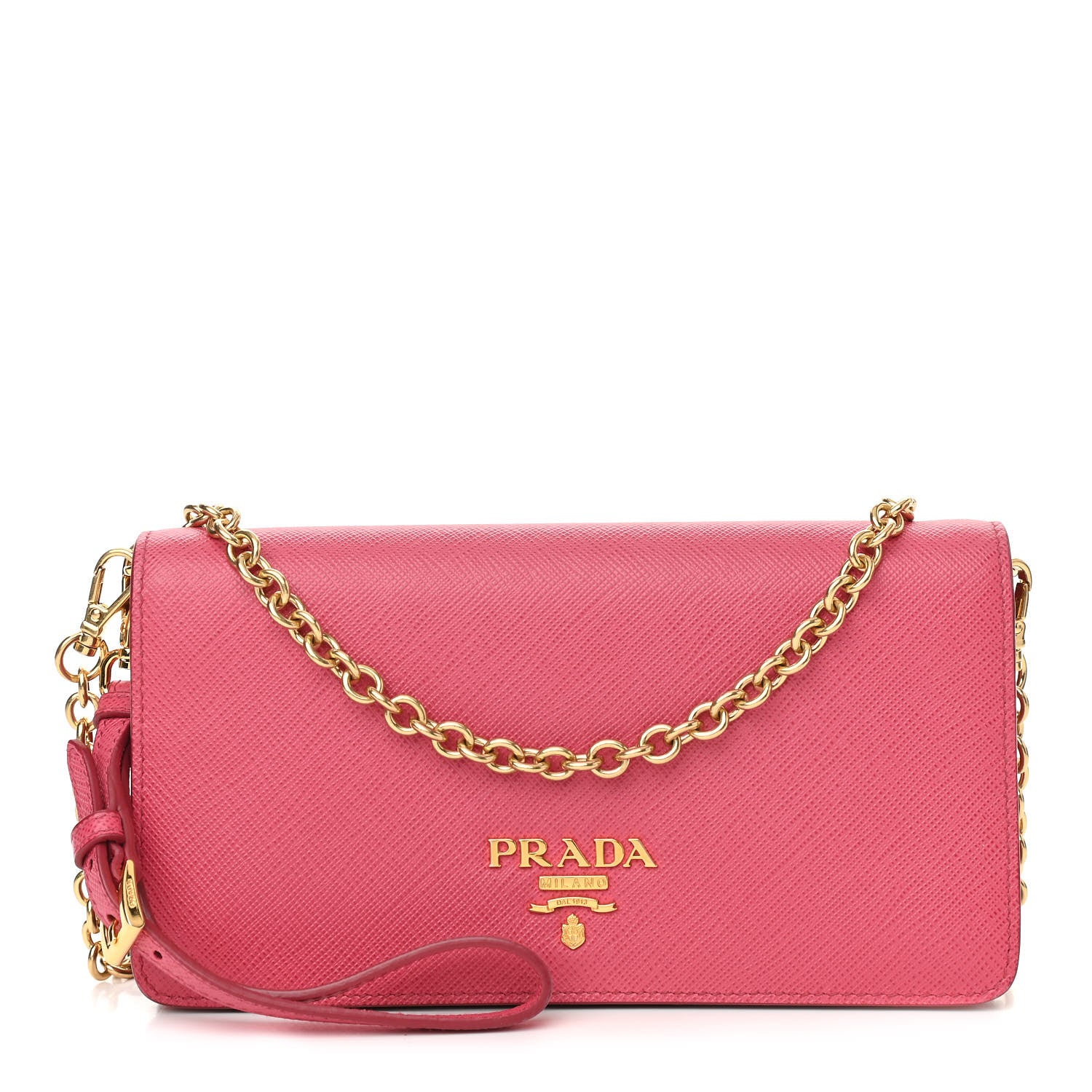 Prada Saffiano Metal Phone Wristlet Crossbody Wallet Peonia 1 of 12