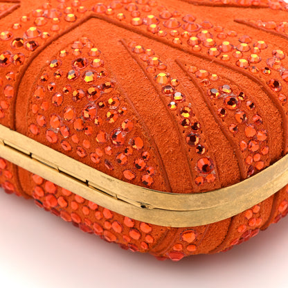 Alexander McQueen Suede Crystal Britannia Skull Box Clutch Orange 14 of 14