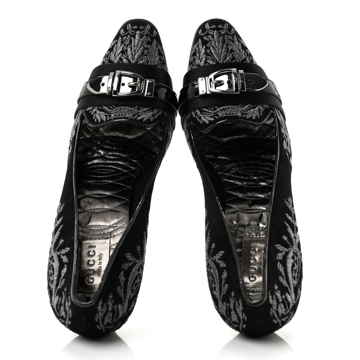 Gucci Suede Brocade Pumps 9 Black 2 of 9