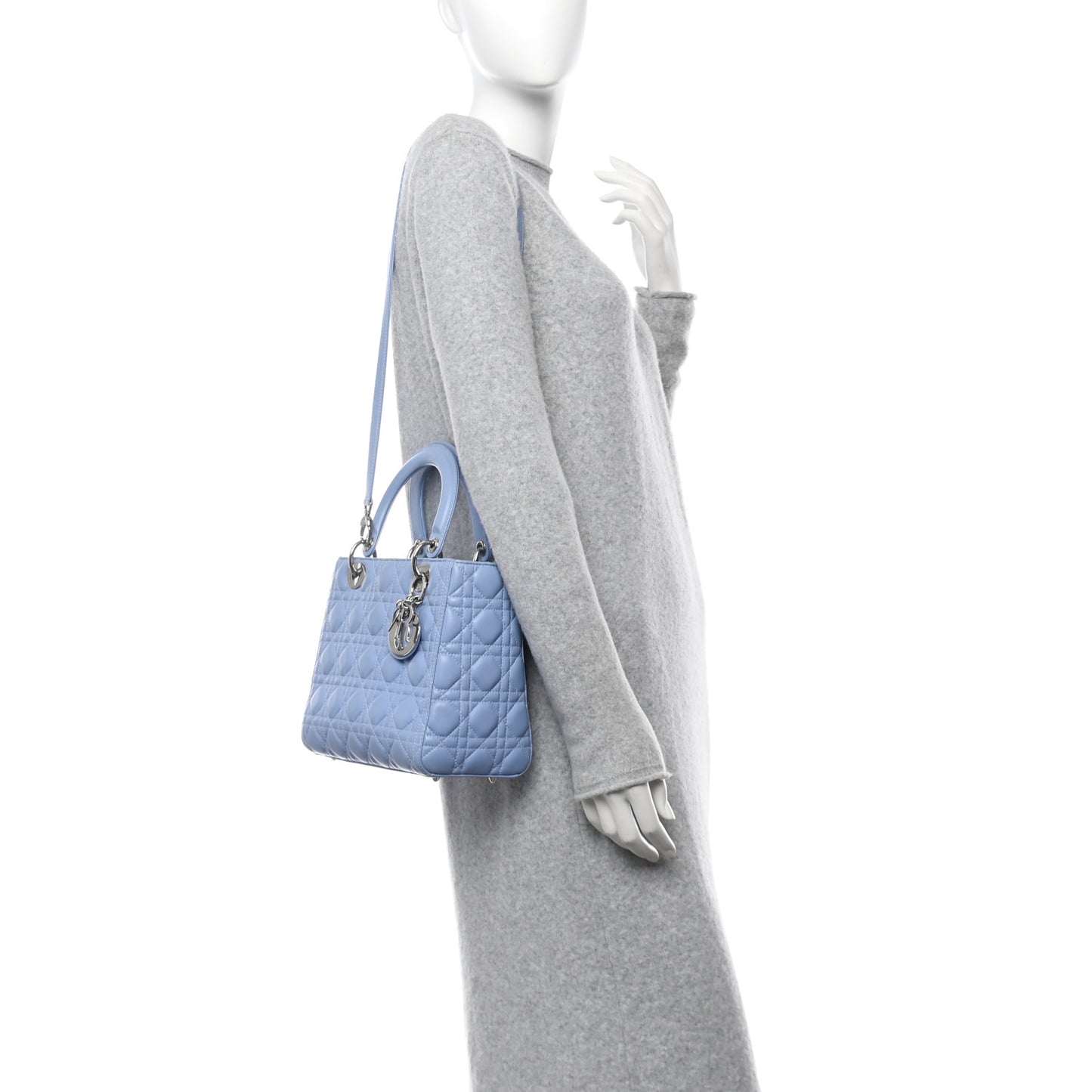 Lambskin Cannage Medium Lady Dior Light Blue