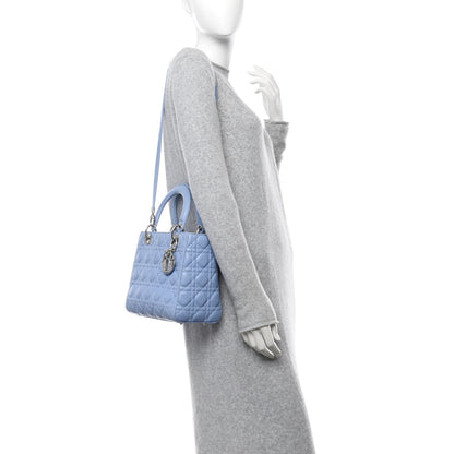 Christian Dior Lambskin Cannage Medium Lady Dior Light Blue 2 of 12