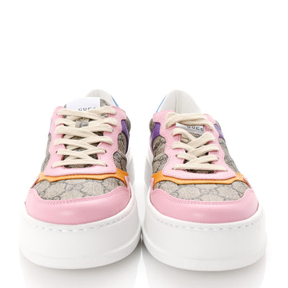 Gucci Calfskin GG Supreme Monogram Perforated Womens Platform 55mm Sneakers 38.5 Beige Ebony Sugar Pink Crop Shine Purple 2 of 9