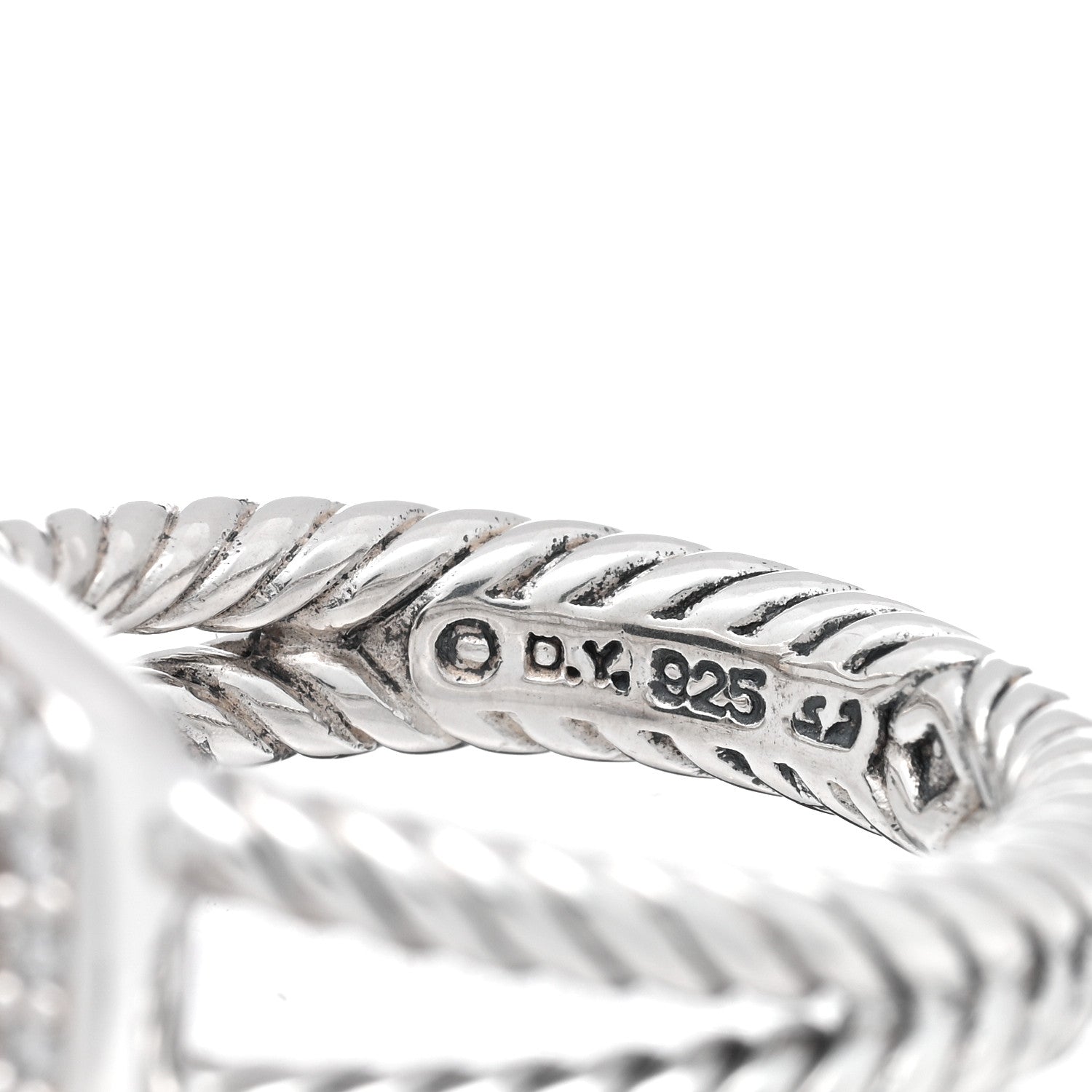 David Yurman Sterling Silver Diamond Black Orchid 7mm Petite Albion Ring 52 6 4 of 4