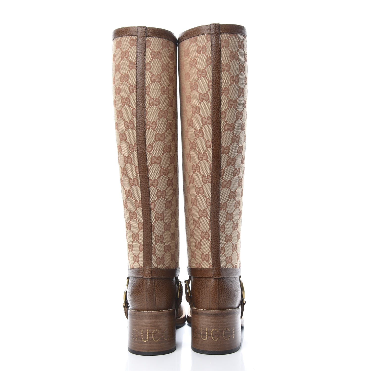 Gucci GG Monogram Calfskin Lola Tall Boots 39.5 Beige Ruggine Cuir 4 of 10