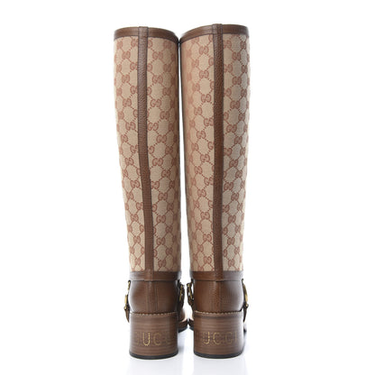 Gucci GG Monogram Calfskin Lola Tall Boots 39.5 Beige Ruggine Cuir 4 of 10
