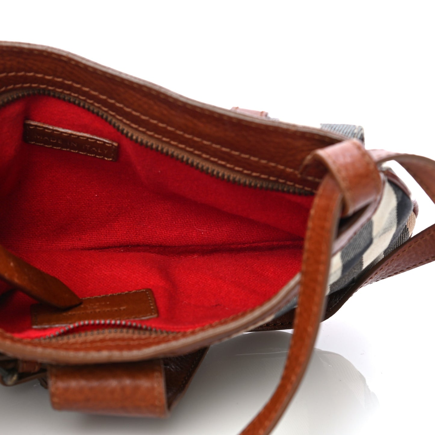 Prorsum House Check Bridle Calfskin Shoulder Bag Dark Tan