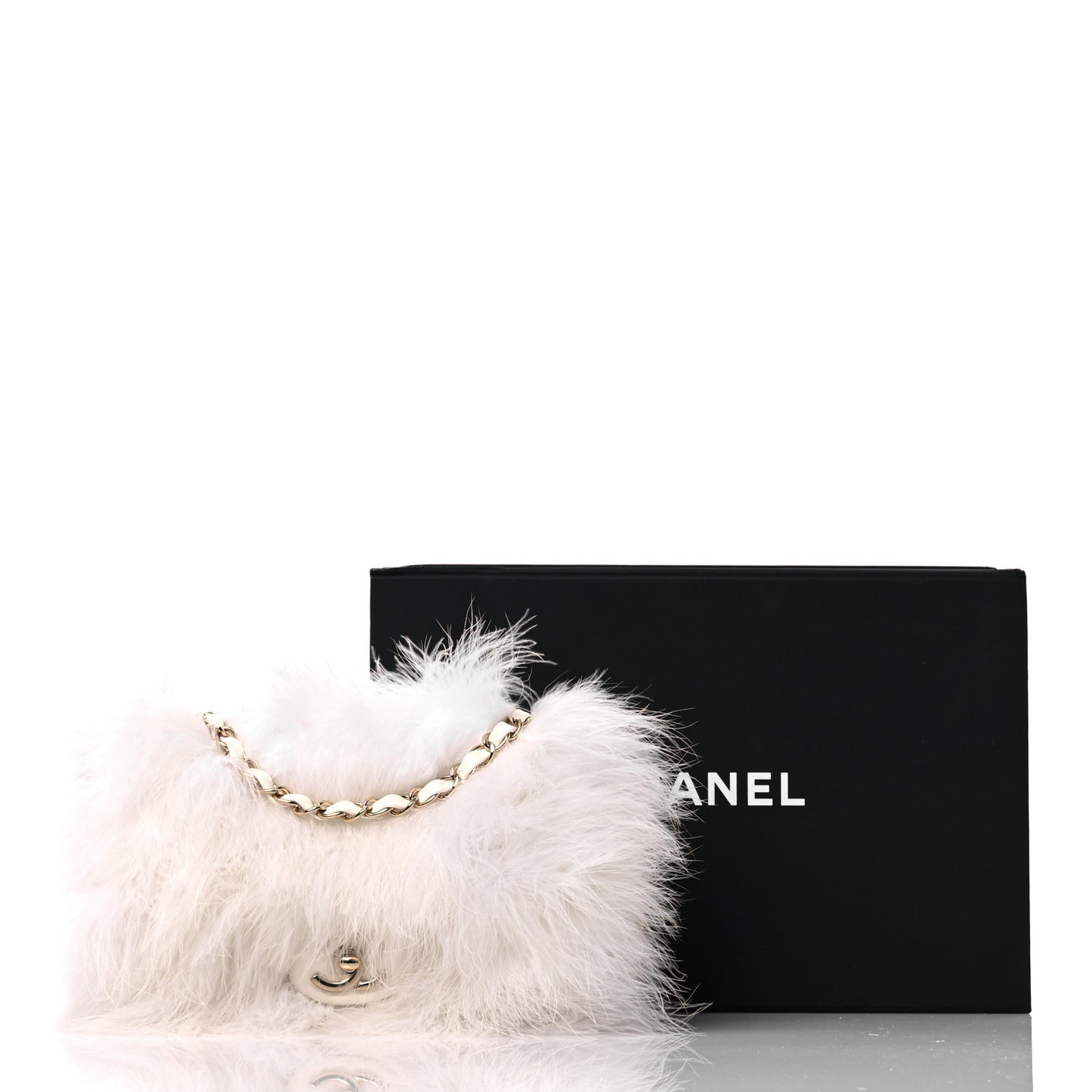 Feathers Lambskin Quilted Flap White