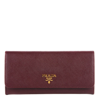 Prada Saffiano Metal Continental Flap Wallet Granato 1 of 8