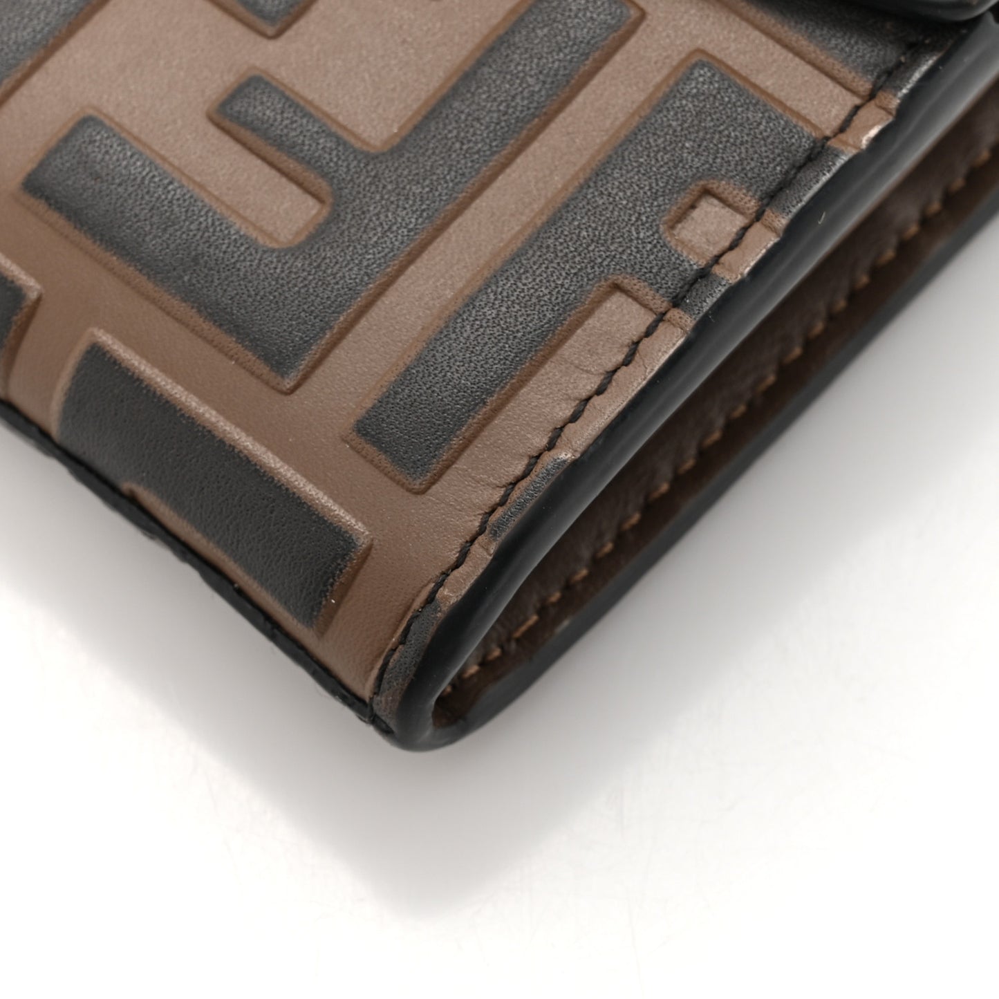 Vitello Soft F is Fendi Bi-Color FF 1974 Embossed Continental Envelope Wallet On Chain Maya Black