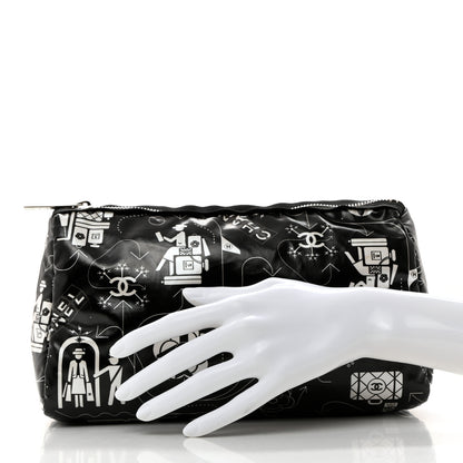 Chanel Coated Canvas Airline Cosmetic Pouch Black White 2 of 8
