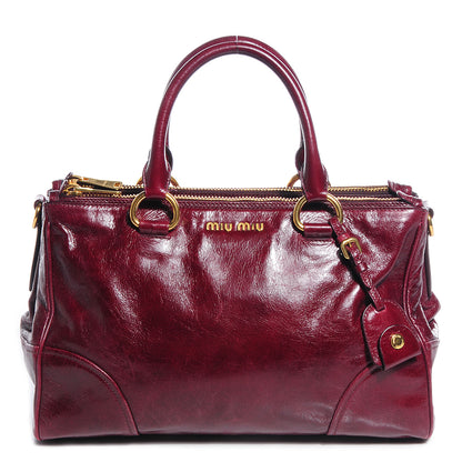 Miu Miu Vitello Shine Double Zip Tote Amaranth 1 of 10