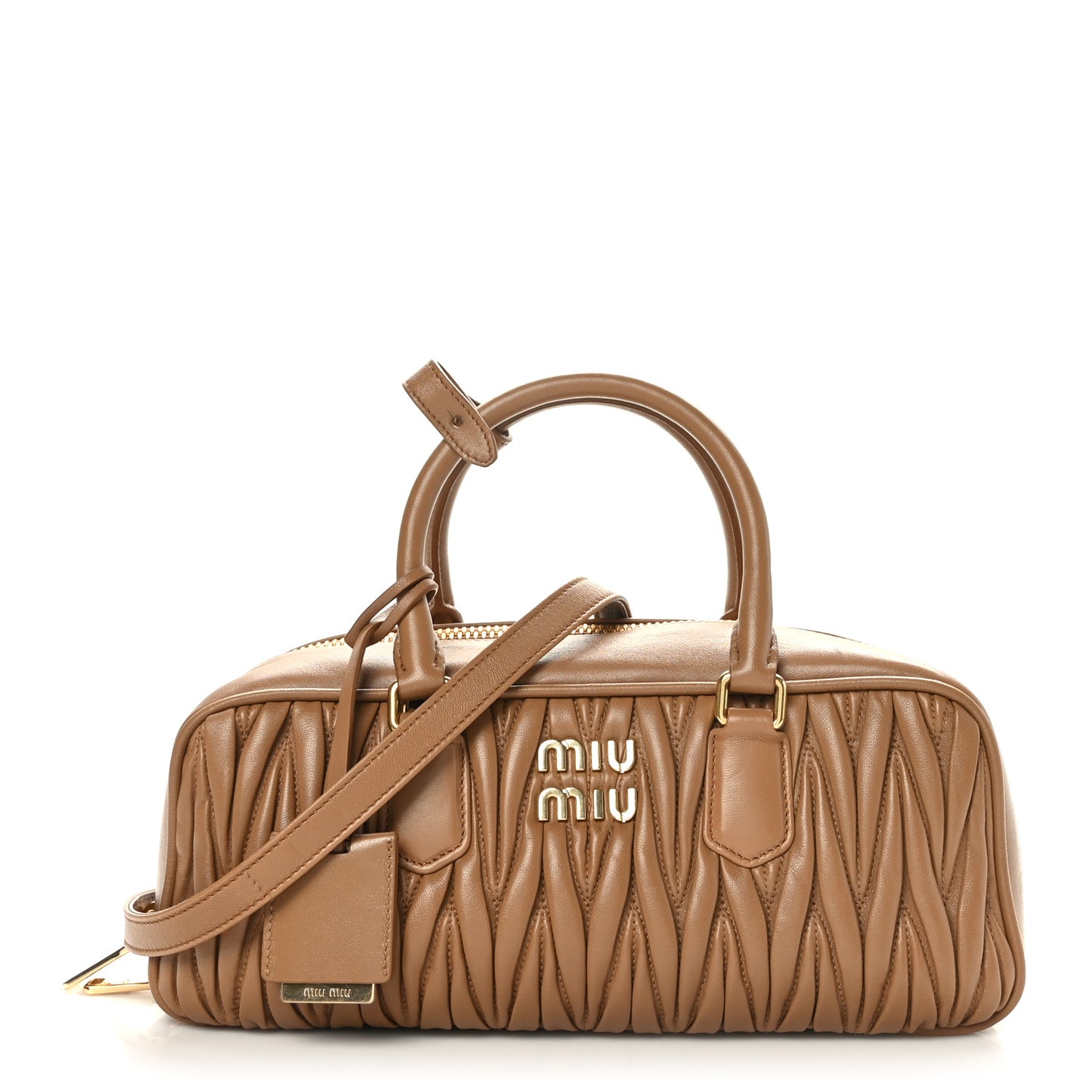 Nappa Matelasse Large Arcadie Top Handle Bag Caramel