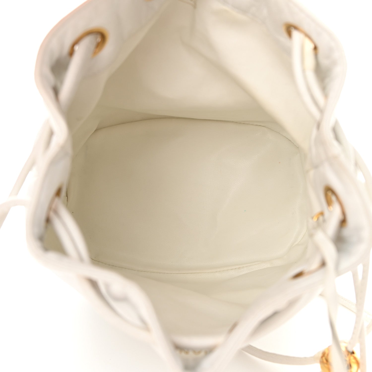 Chanel Lambskin CC Drawstring Bucket Bag White 6 of 18