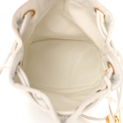 Chanel Lambskin CC Drawstring Bucket Bag White 6 of 18