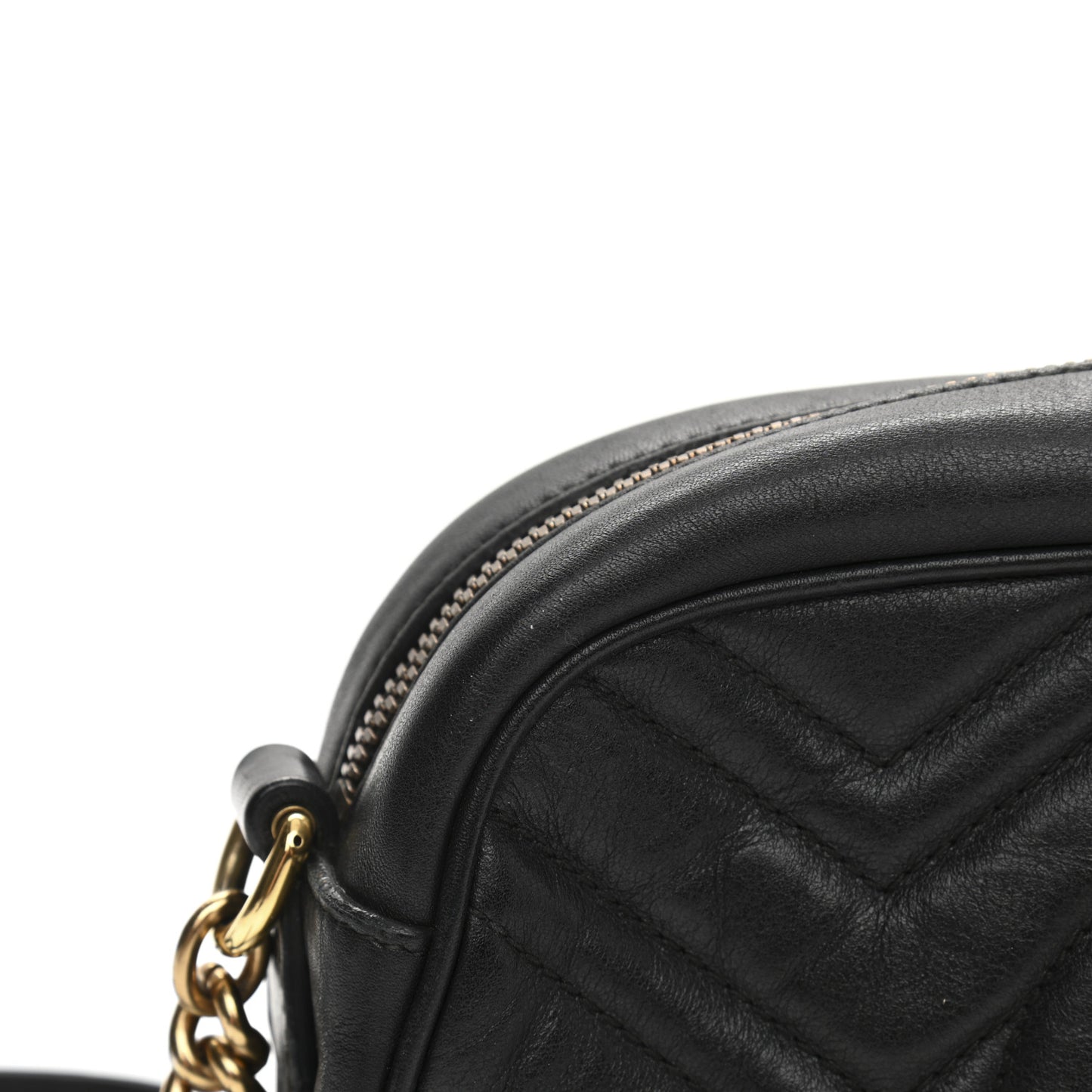 Calfskin Matelasse Small GG Marmont Chain Shoulder Bag Black