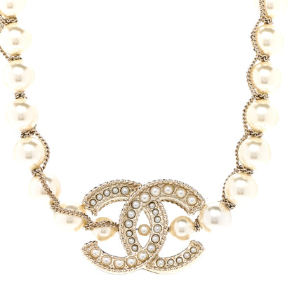 Chanel Metal Pearl Chain CC Long Necklace Gold 4 of 7