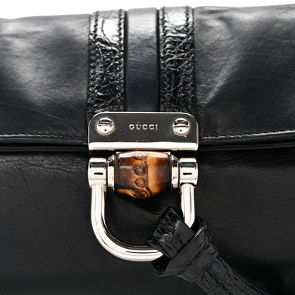 Gucci Calfskin Bamboo Croisette Clutch Black 8 of 10