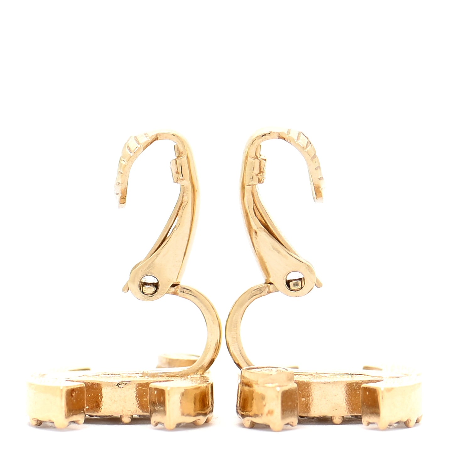 Crystal Studded CC Clip On Earrings Gold