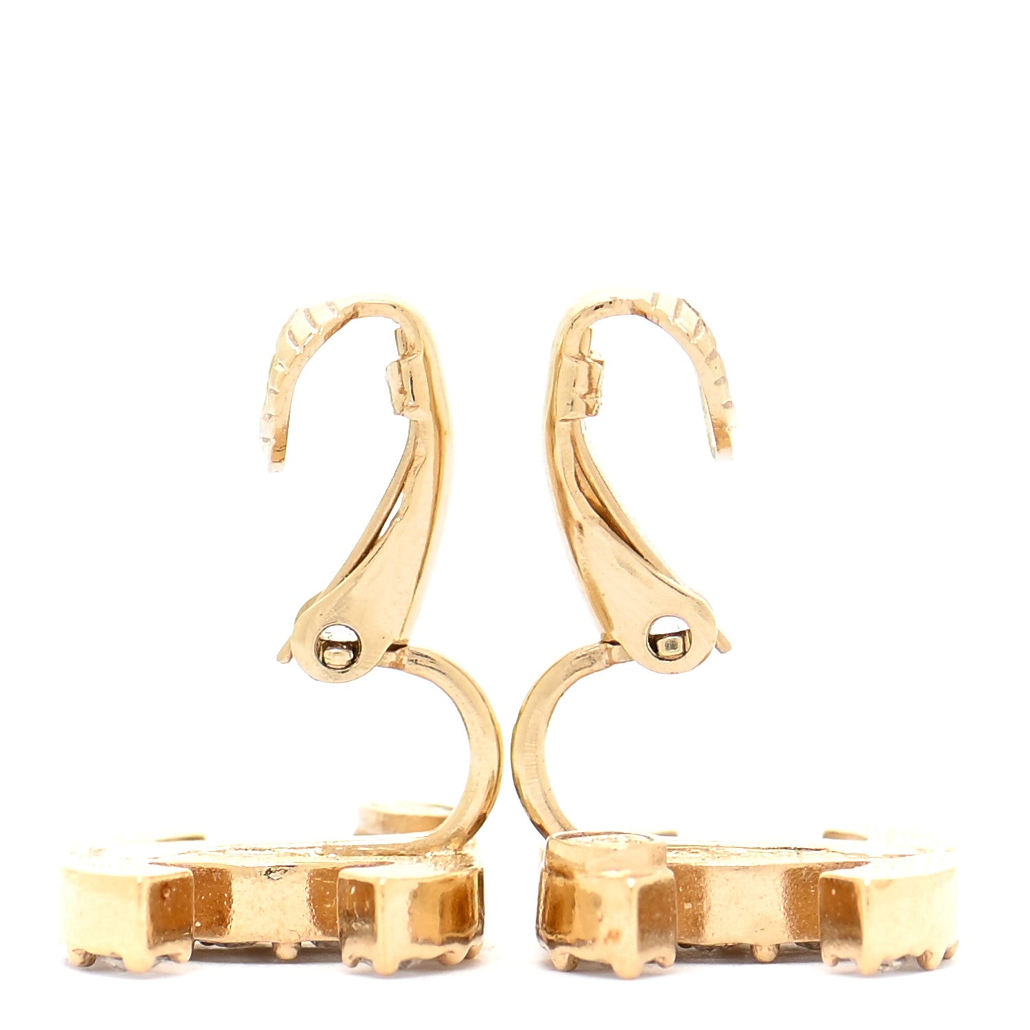 Chanel Crystal Studded CC Clip On Earrings Gold 3 of 5
