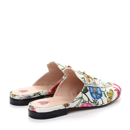 Gucci Canvas Flora Womens Princetown Slippers 36 White Multicolor 4 of 11