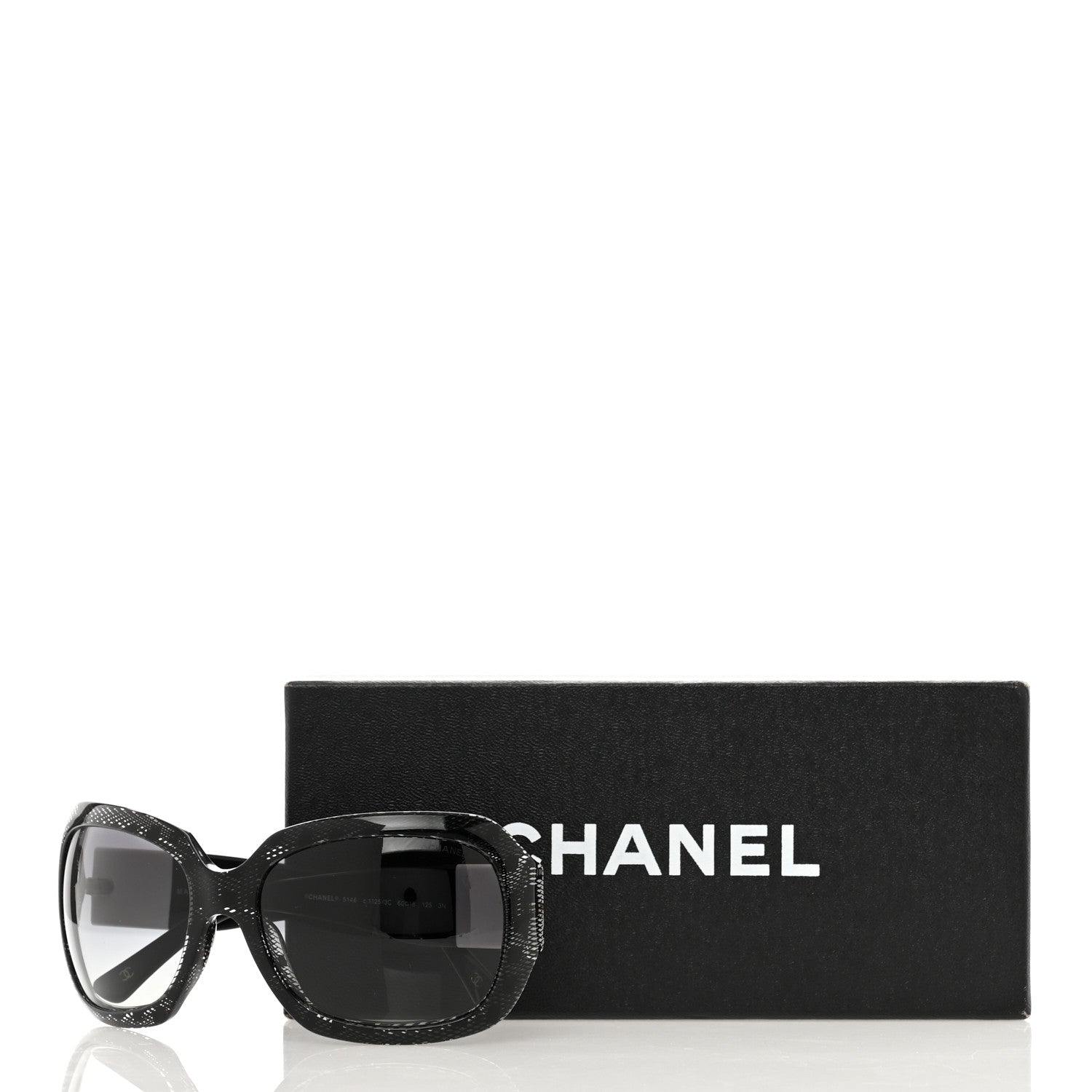 Chanel Acetate CC Lace Effect Sunglasses 5146 Black White 9 of 9