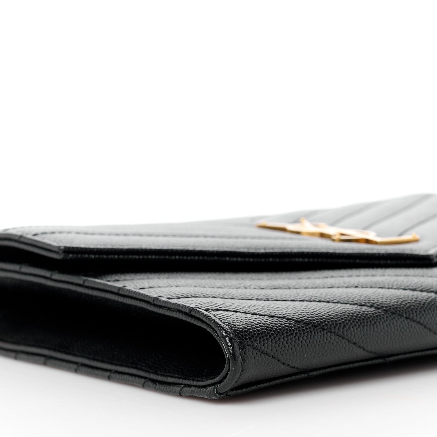 Saint Laurent Grain De Poudre Matelasse Chevron Monogram Envelope Clutch Black 9 of 11