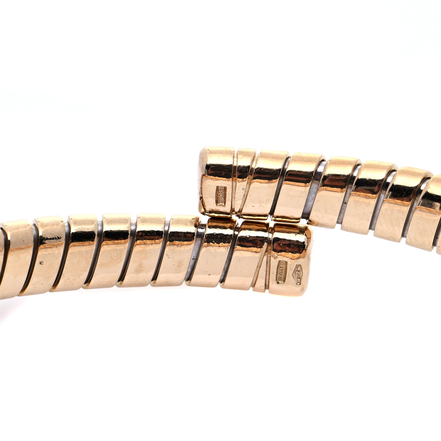 Bulgari 18K Yellow Gold Stainless Steel Tubogas Cuff Bracelet 6 of 8