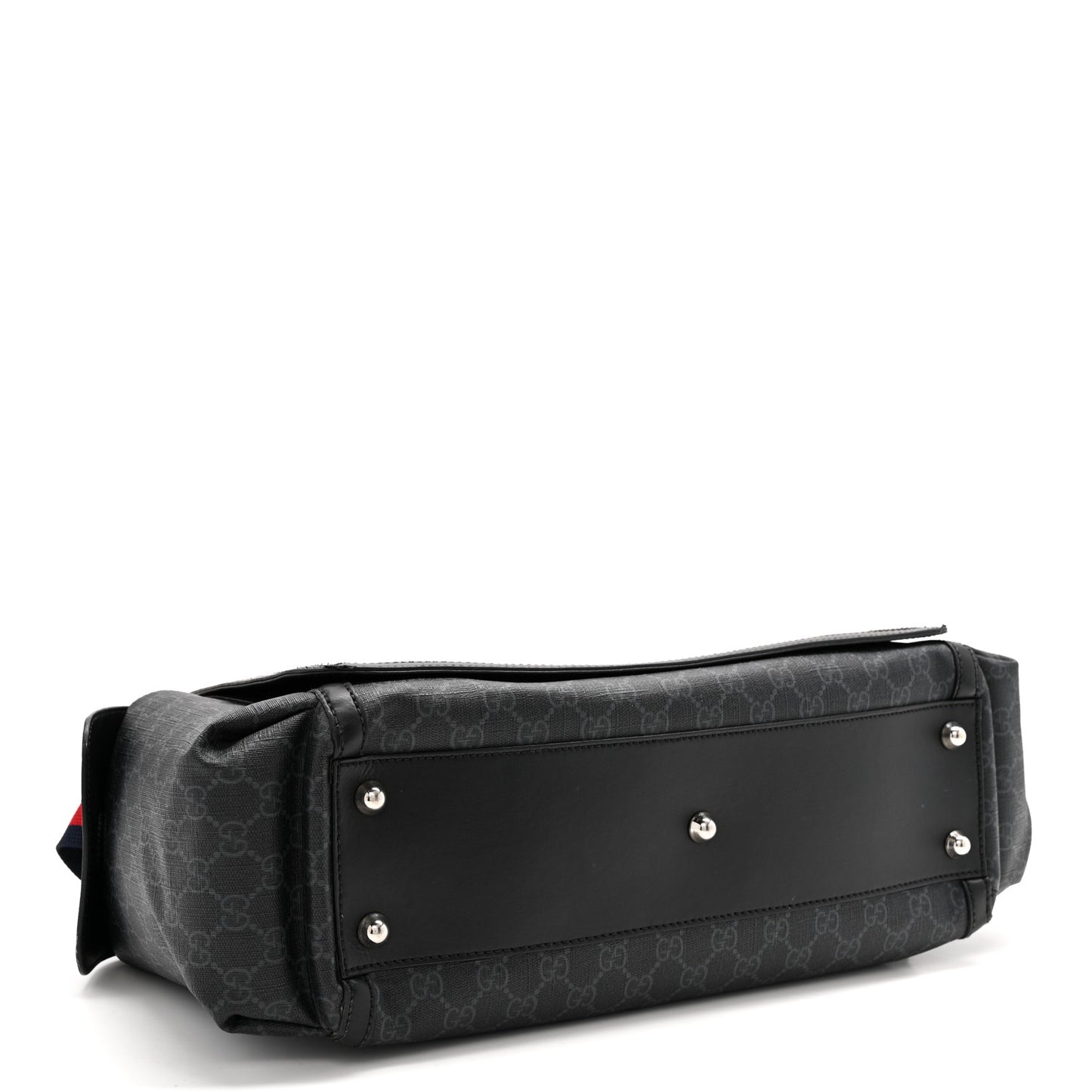 GG Supreme Monogram Web Messenger Diaper Bag Black Grey