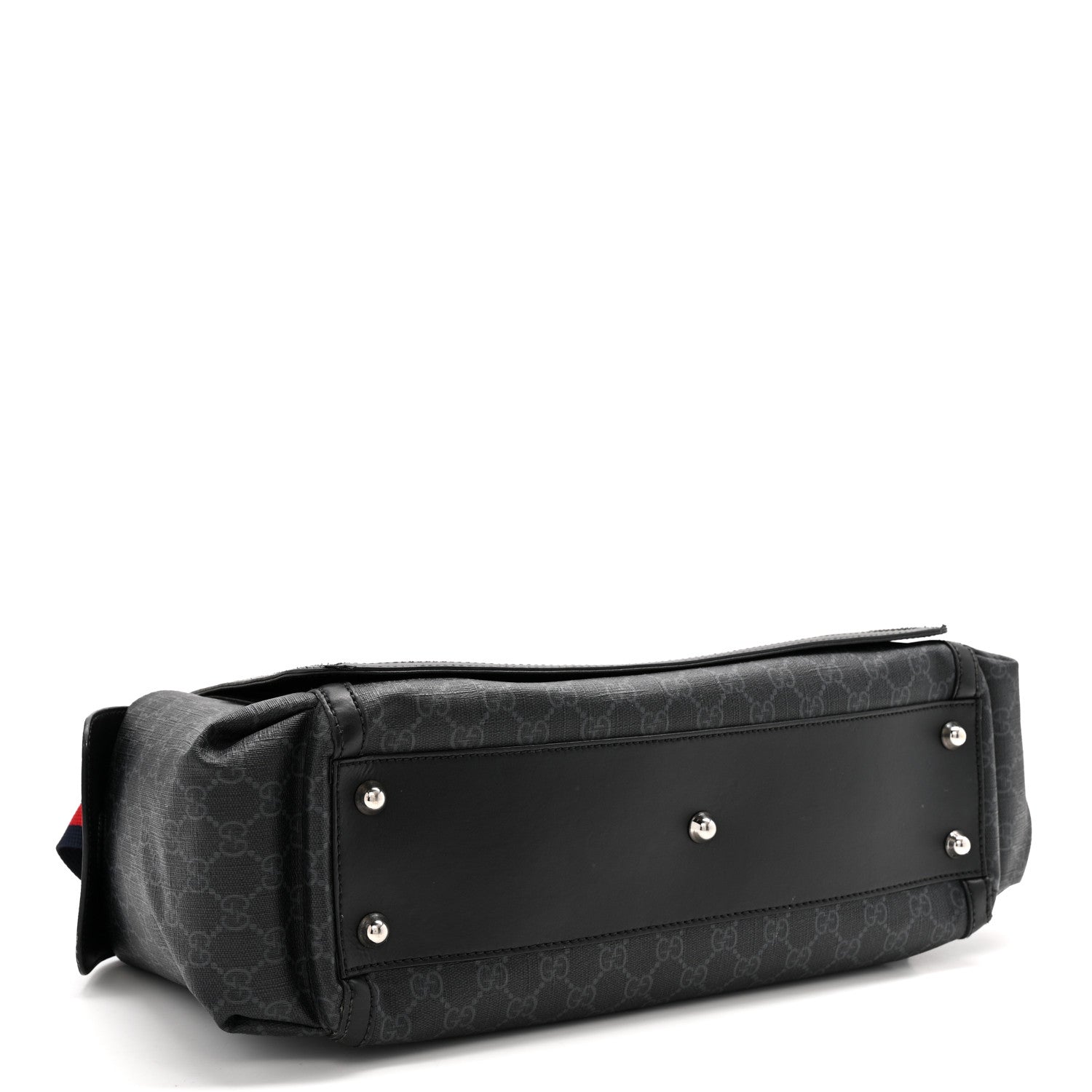 Gucci GG Supreme Monogram Web Messenger Diaper Bag Black Grey 4 of 14