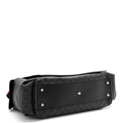Gucci GG Supreme Monogram Web Messenger Diaper Bag Black Grey 4 of 14