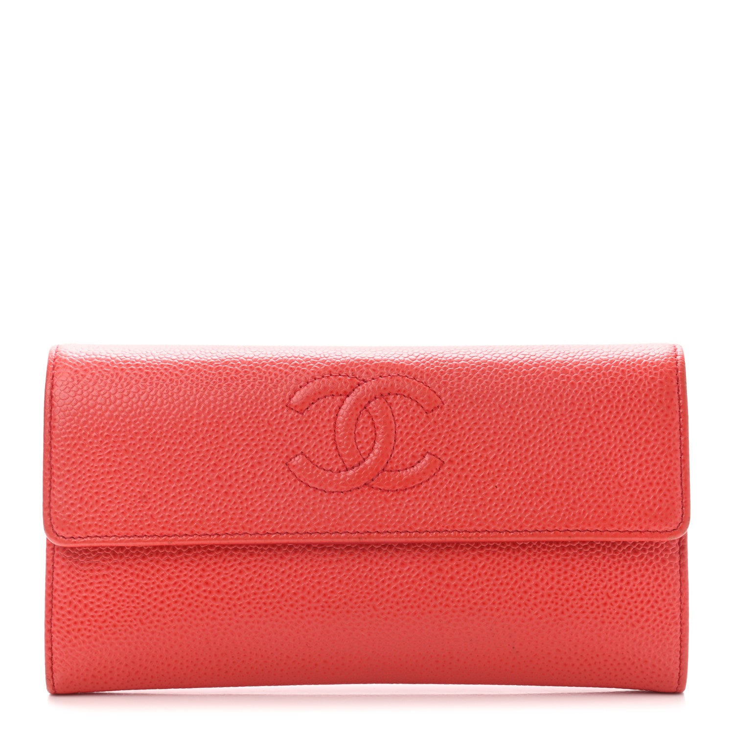 Chanel Caviar Timeless CC Large Flap Wallet Light Red 1 of 13