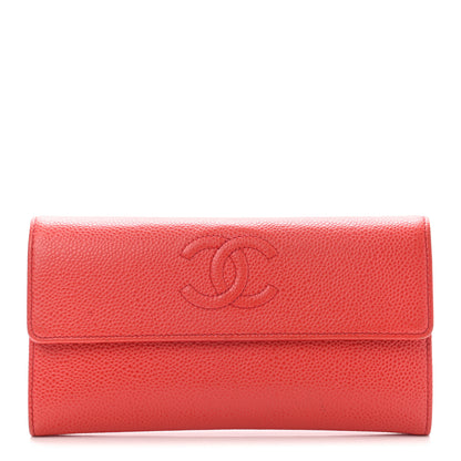 Chanel Caviar Timeless CC Large Flap Wallet Light Red 1 of 13