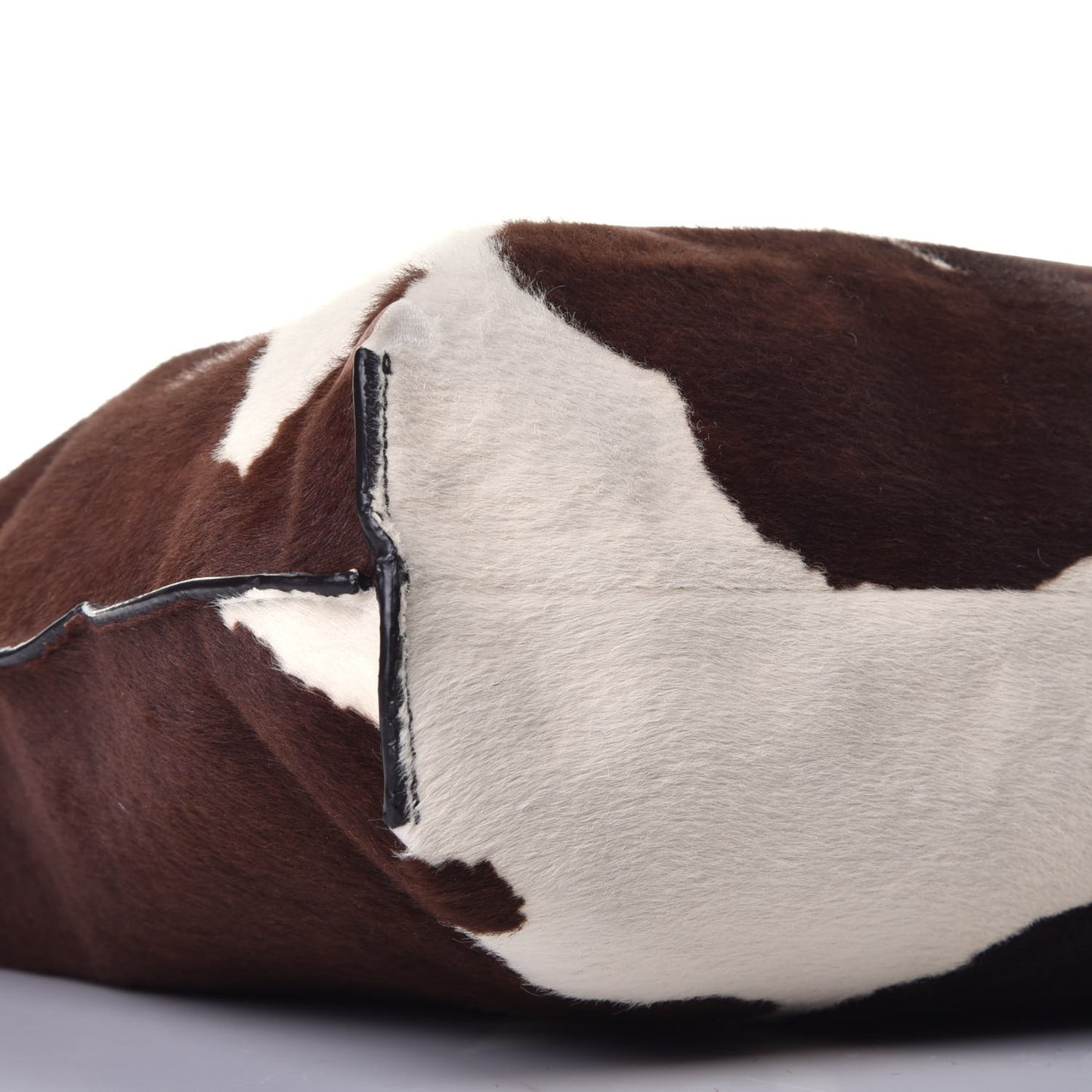 Calf Hair Shoulder Bag Brown White