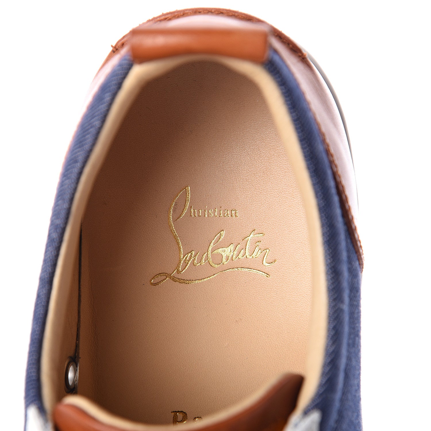 Christian Louboutin Denim Veau Velours Nappa Mens Louis Junior Spikes Flat Sneakers 41 Blue Full Moon Multicolor 5 of 7