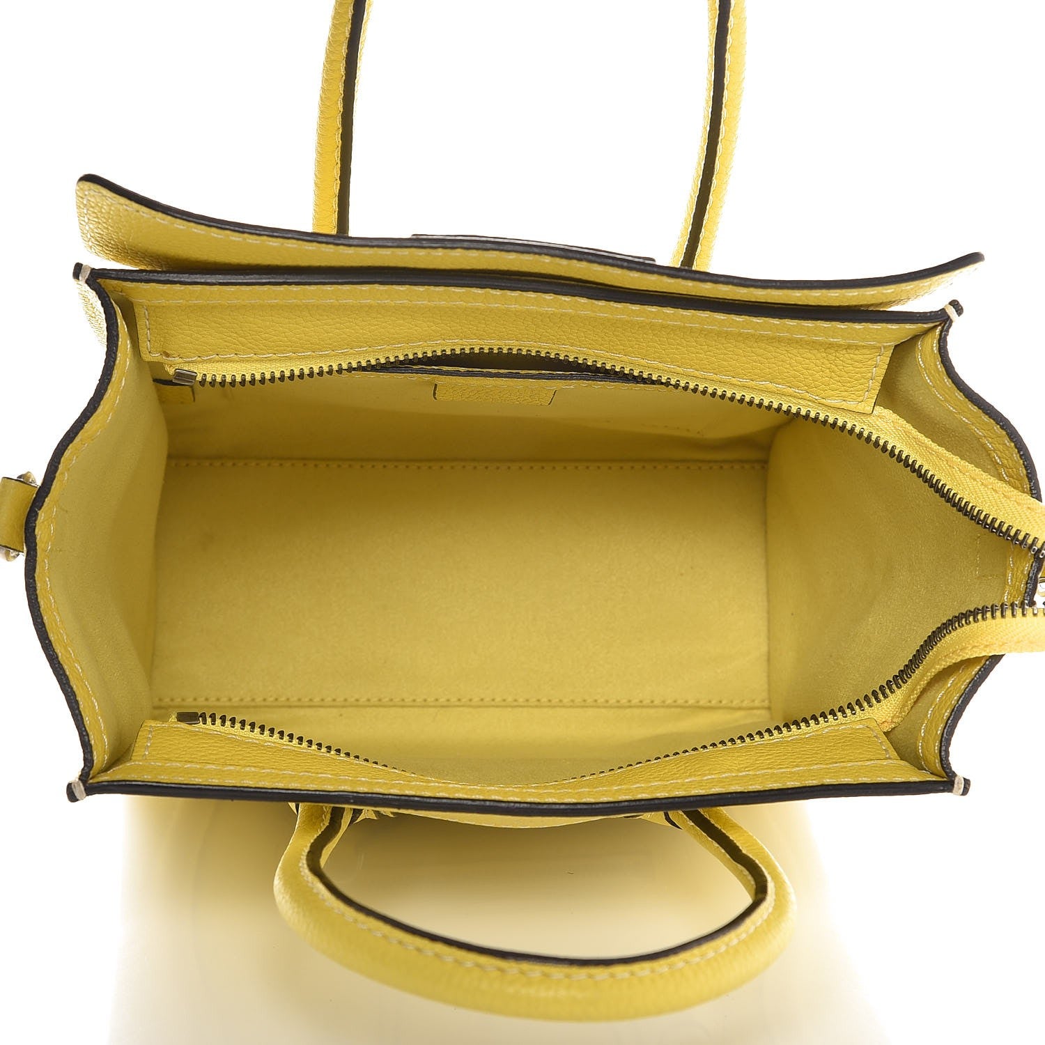 Celine Drummed Calfskin Nano Luggage Citron 5 of 17
