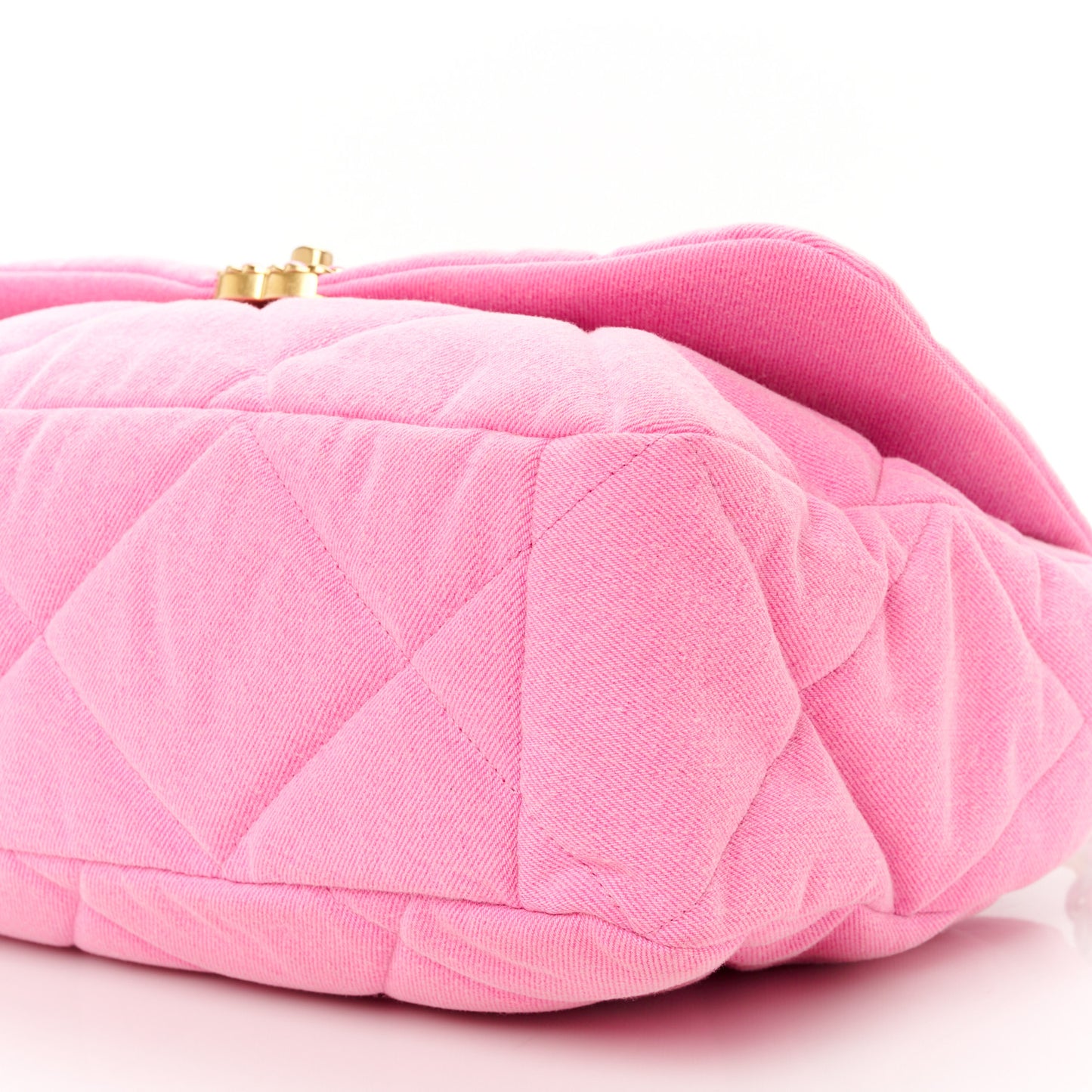 Denim Quilted Maxi Chanel 19 Flap Neon Pink