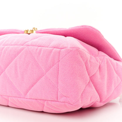 Chanel Denim Quilted Maxi Chanel 19 Flap Neon Pink 10 of 11