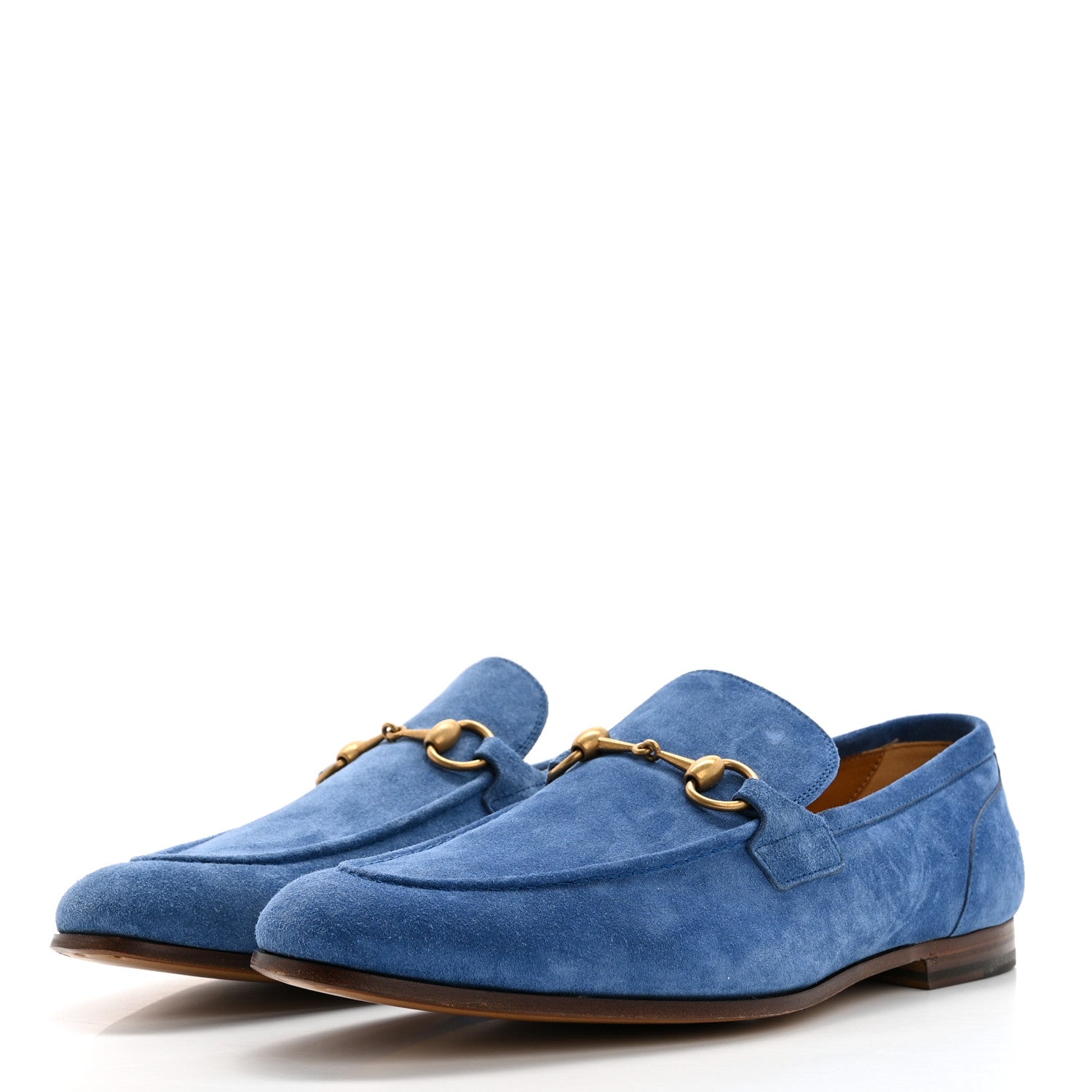 Gucci Suede Horsebit Mens Jordaan Loafers 8.5 Clear Blue 3 of 9