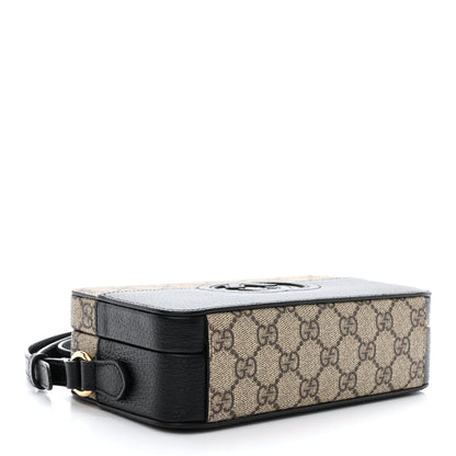 Gucci GG Supreme Monogram Textured Dollar Calfskin Mini New Basket Shoulder Bag Beige Ebony Black 4 of 11