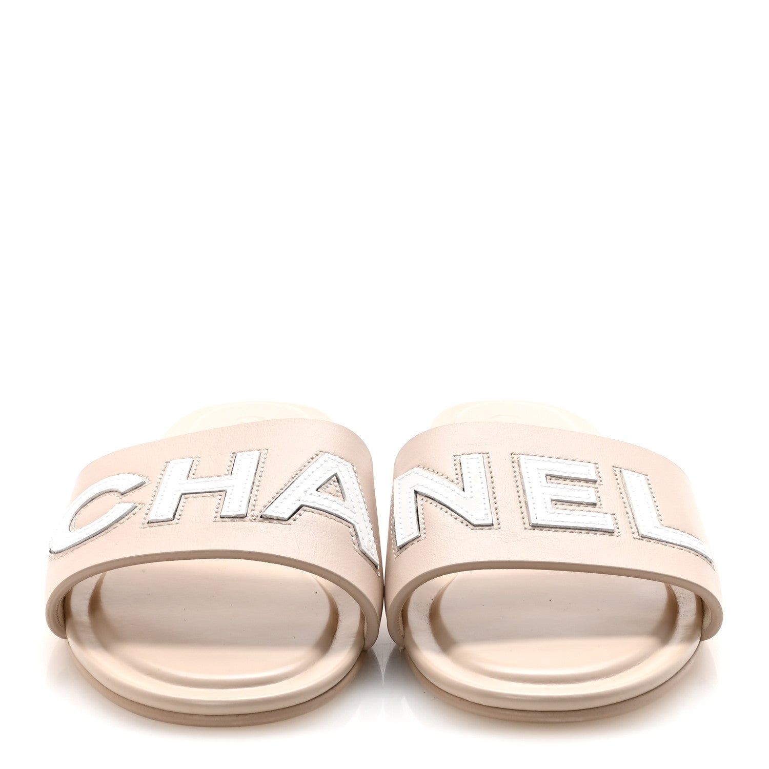 Chanel Calfskin Patent Calfskin Logo Mules 35 Beige 37 Beige 3 of 10