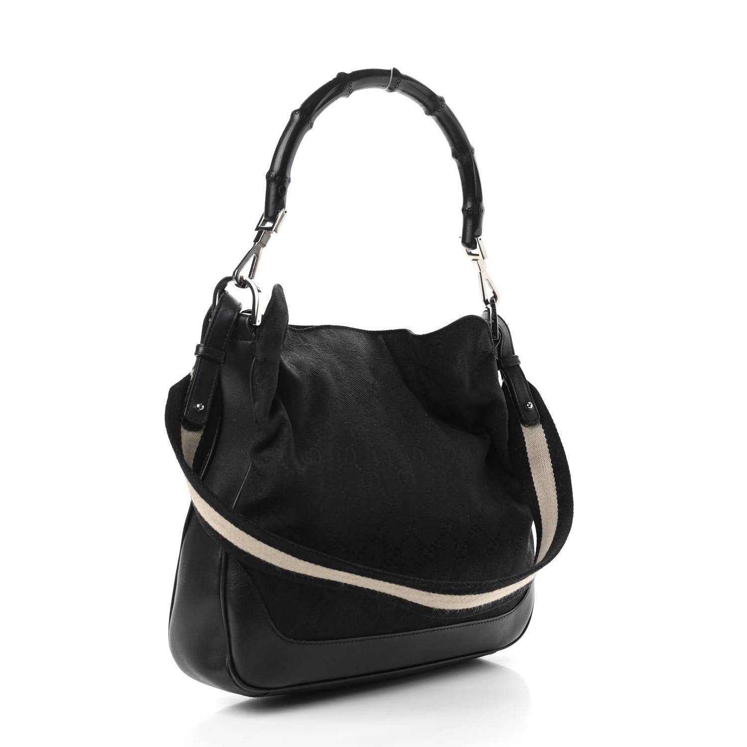 Gucci Monogram Bamboo Top Handle Bag Black 3 of 10