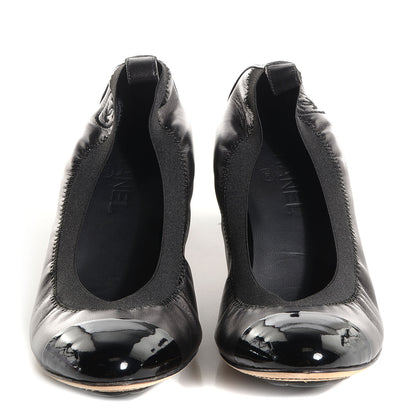 Chanel Lambskin Elastic Patent Cap Toe Pumps 40 2 of 6